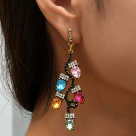 Holiday Earrings New Multicolor Dangling Retro Christmas Lights 5 Star Rated - Picture 10 of 10